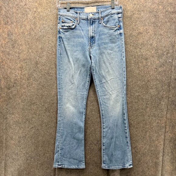 Mother Jeans Women 27 Blue Denim Flare Straight The Insider Flood Light Wash - Picture 1 of 14